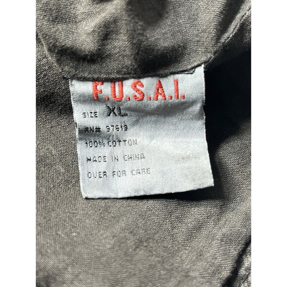 VTG F.U.S.A.I. Jacket Ments Grunge Flannel Brown Y2K Full Zip Snap Sz XL . Flaw - Picture 14 of 15